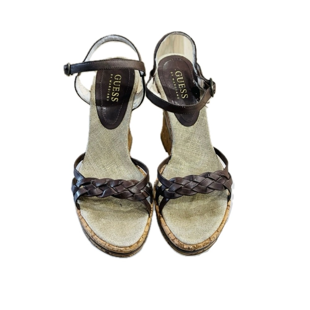 Sz.6-Y2K-Guess Strappy Cork Wedge Platforms